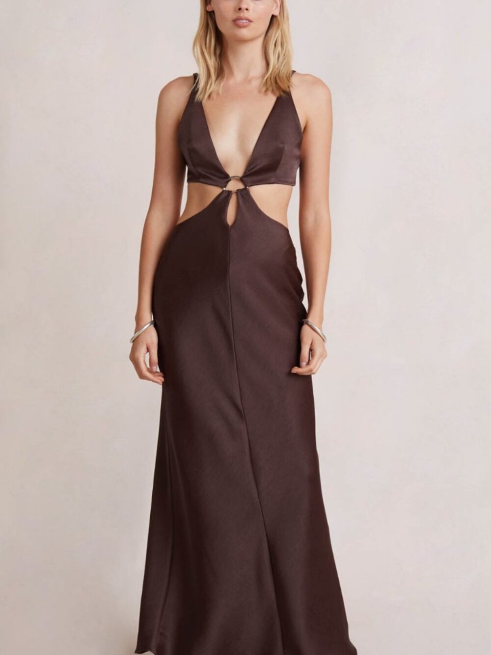 Bec + Bridge Felix V Maxi Dress in Chocolate - Size AU 6 / US 2